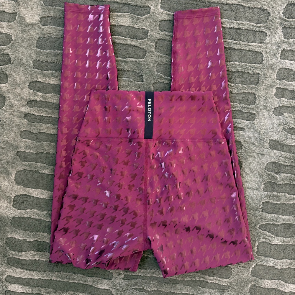 Peloton Show Up Houndstooth Purple Metallic High Rise Leggings